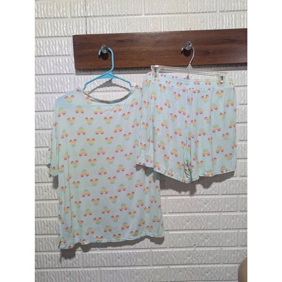 Disney Women's Blue Mickey Mouse Printed Shortie T-Shirt Pajama Set Size M - Picture 5 of 7